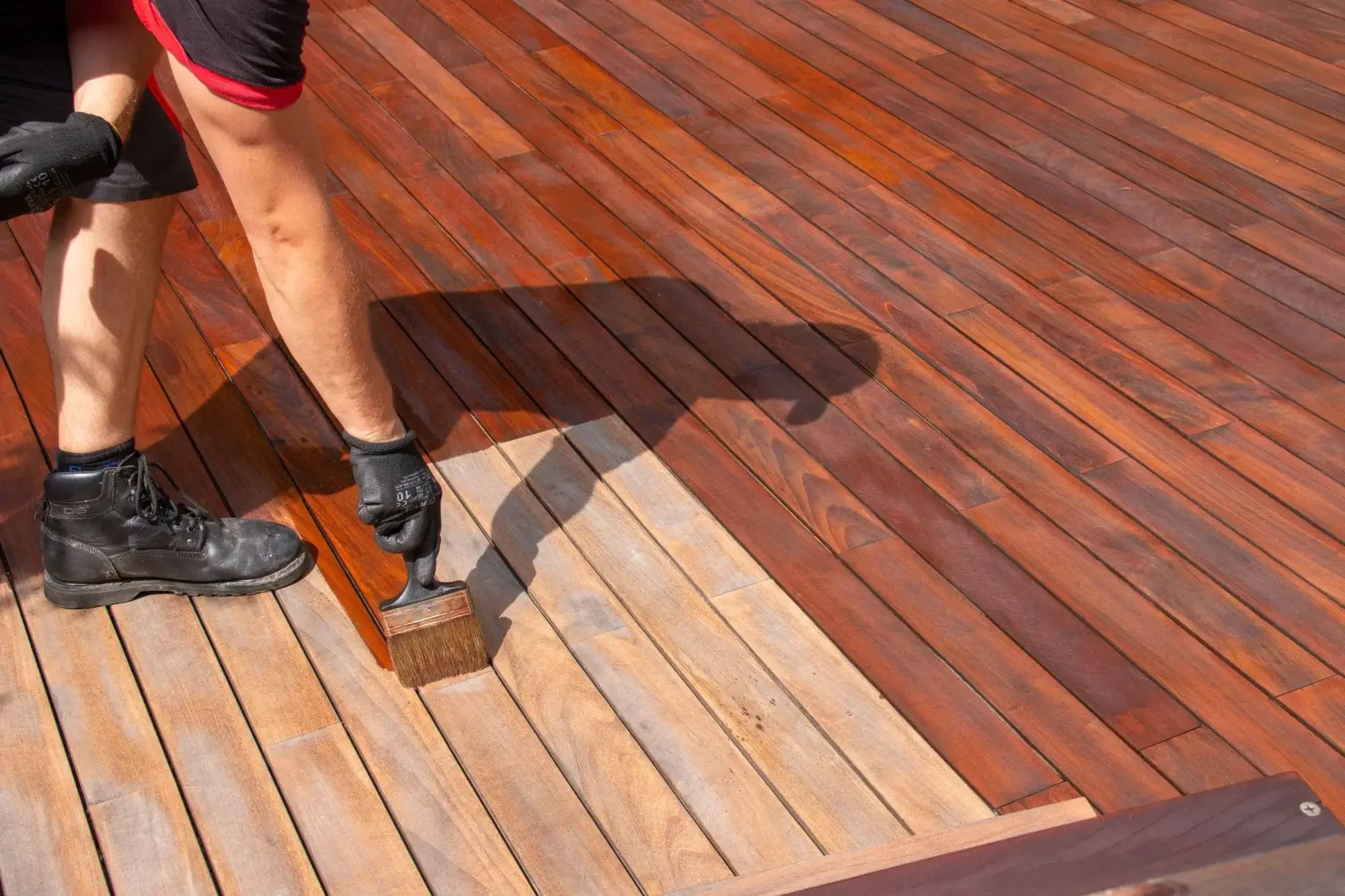 Deck Staining In Progress Oakland County Michigan