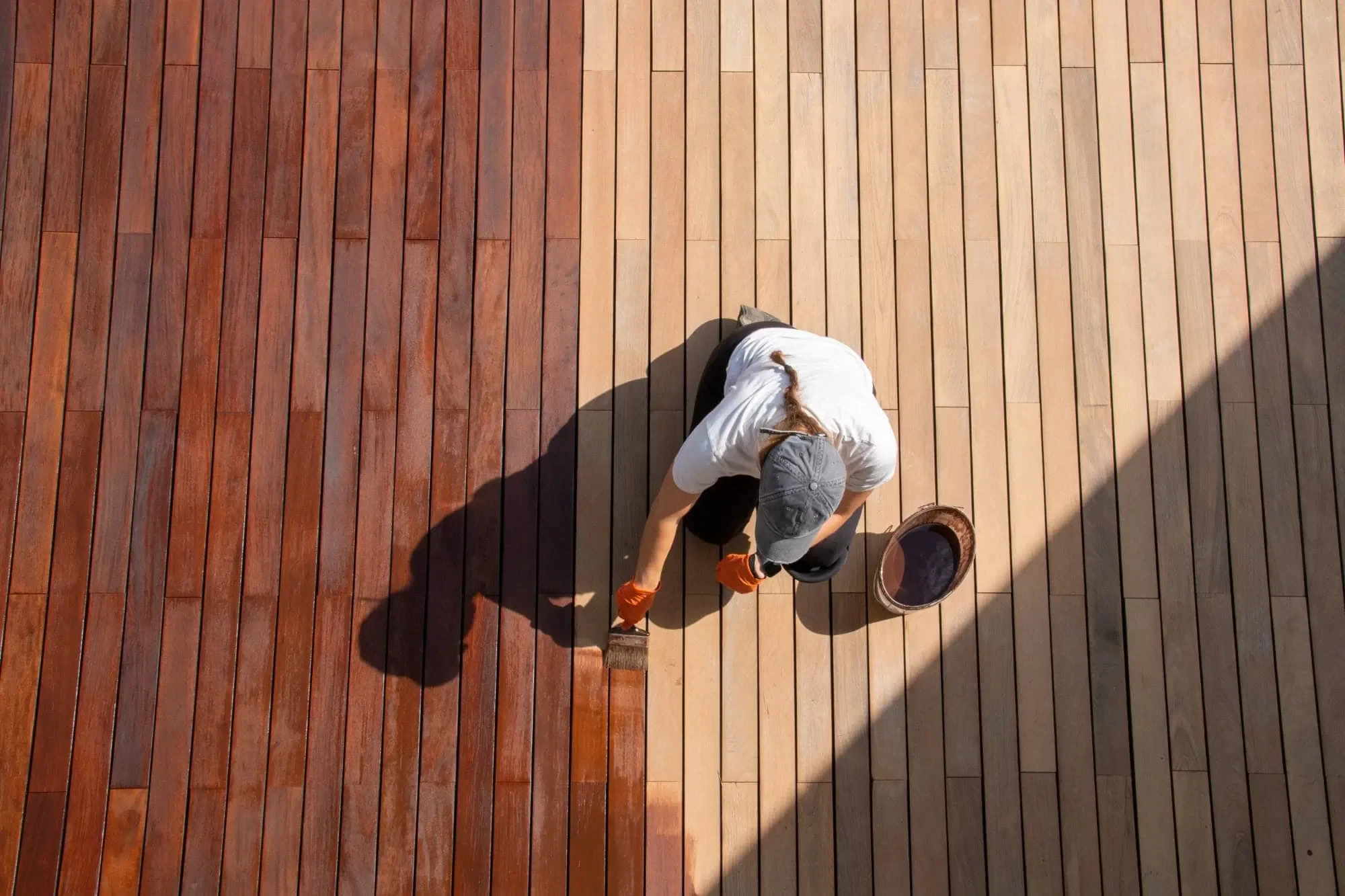 Deck Staining Process Contrast Oakland County Michigan