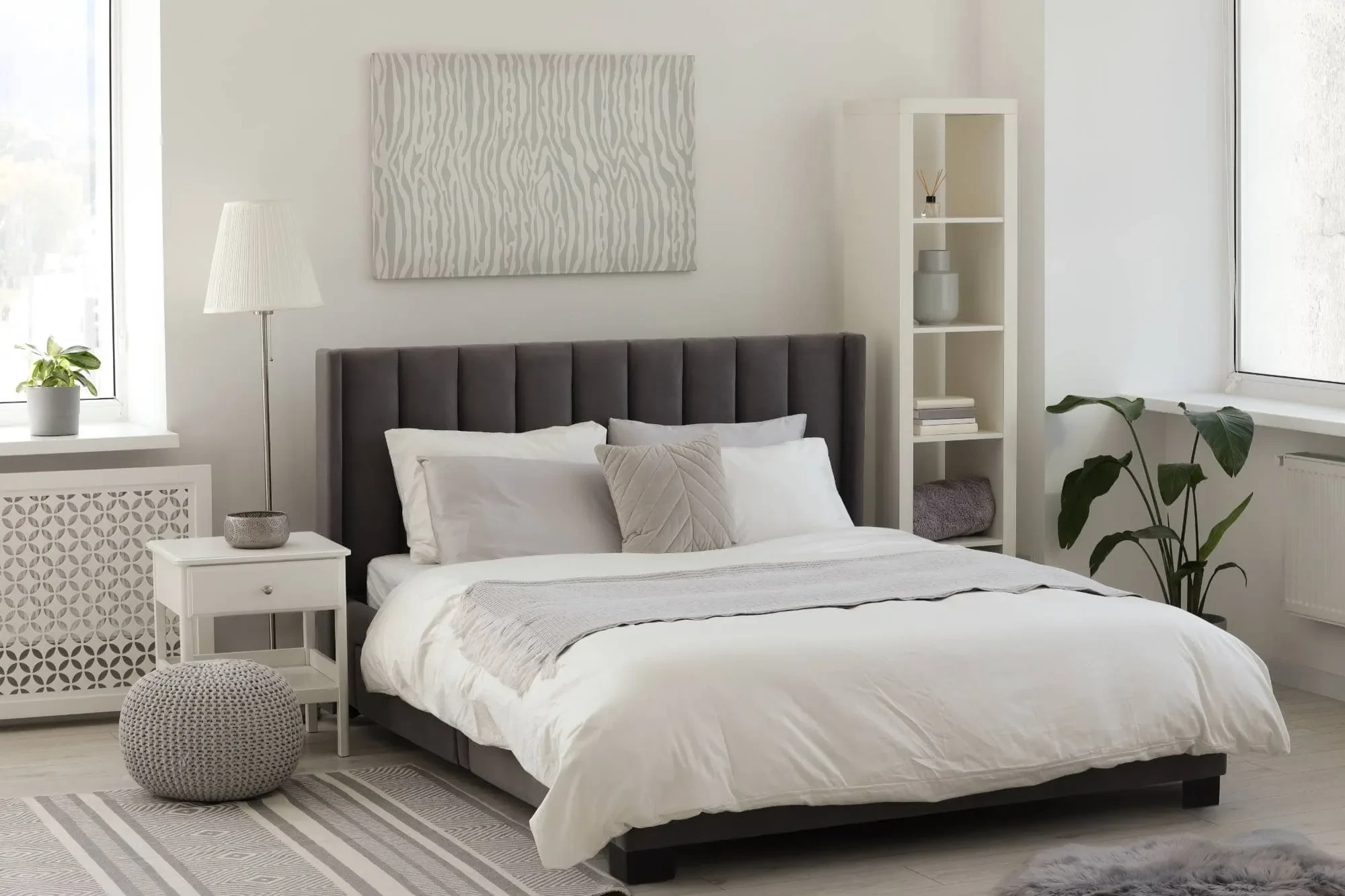 Modern Bedroom Gray Bed Oakland County Michigan