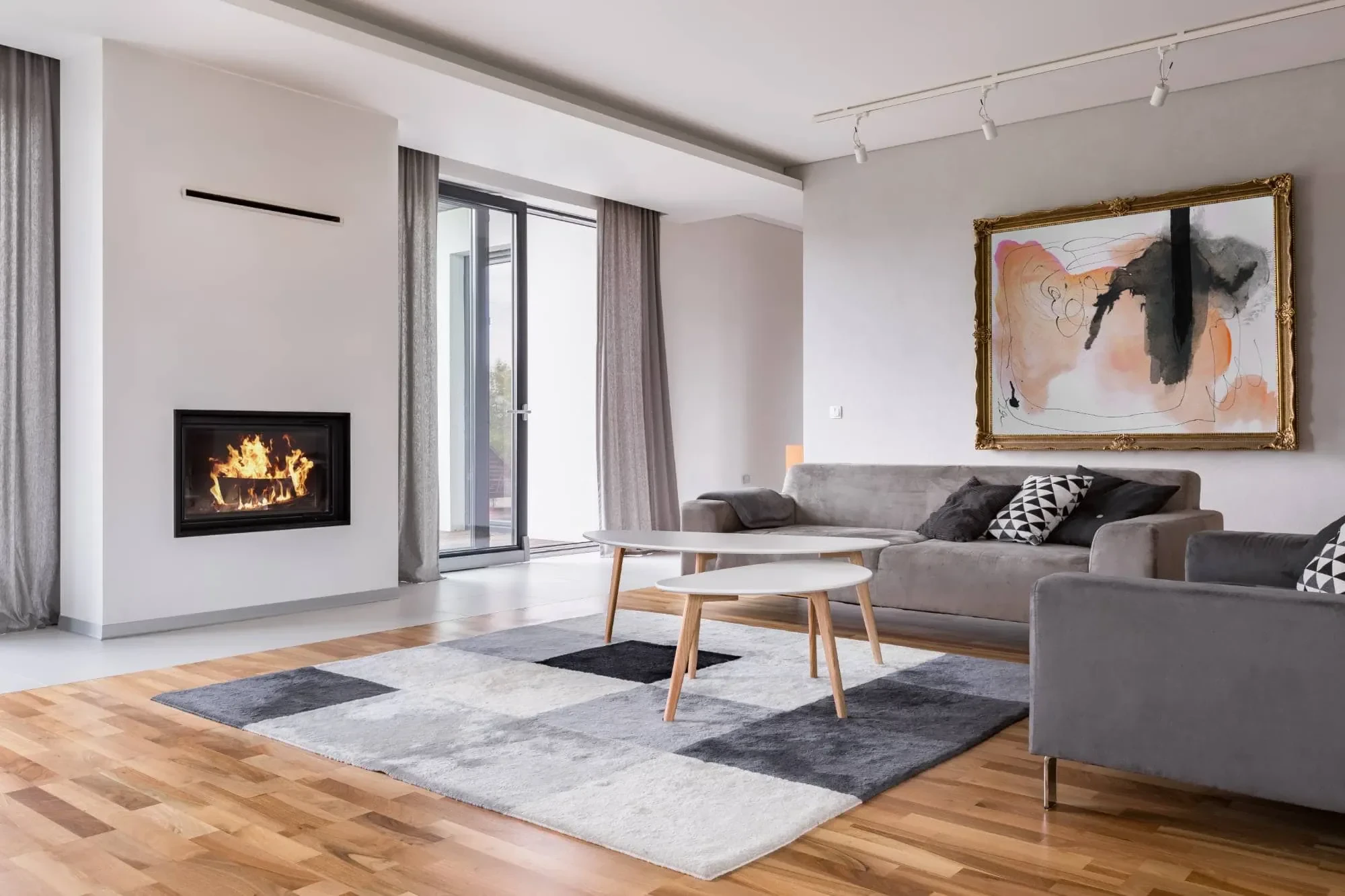 Modern Living Room Fireplace Oakland County Michigan
