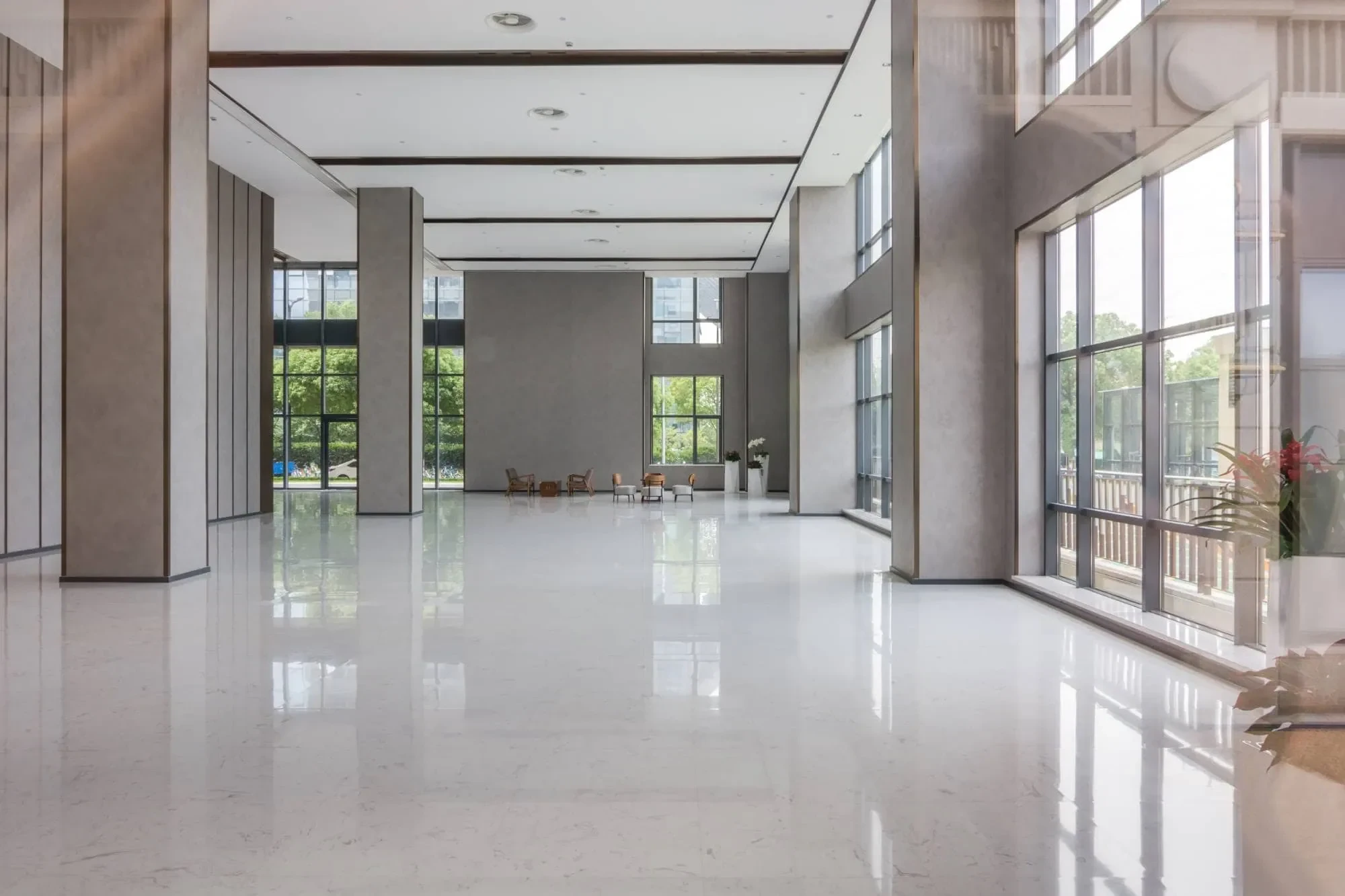 Modern Lobby Large Windows Oakland County Michigan