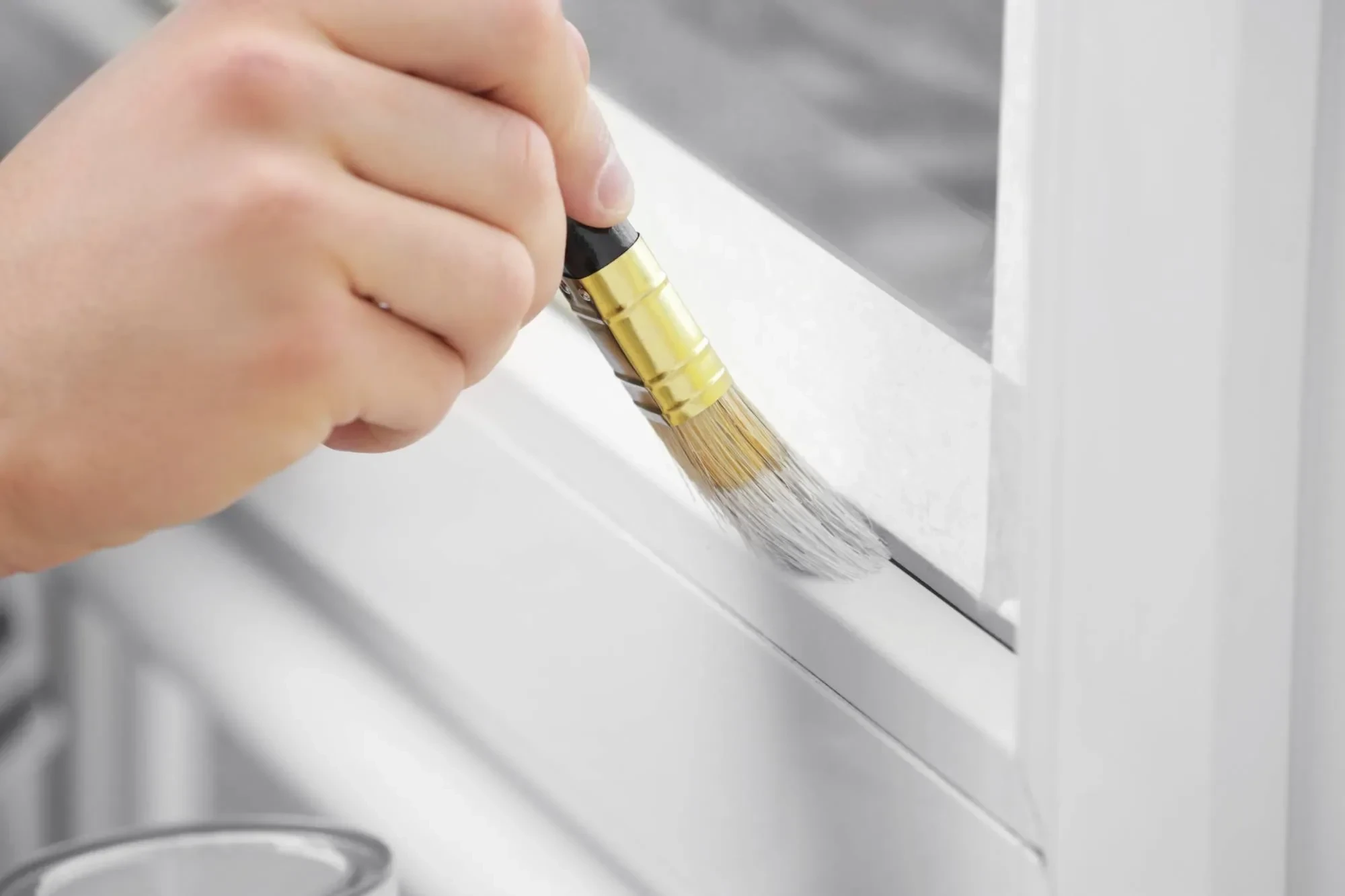 Painting Window Trim Closeup Oakland County Michigan