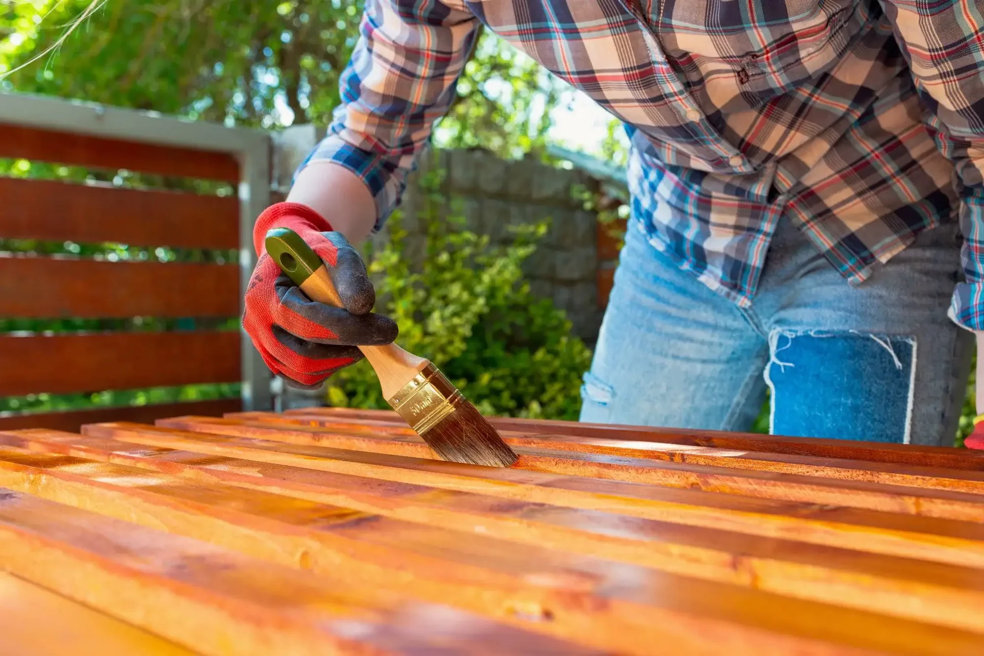 Painting Wooden Surface Outdoors Oakland County Michigan