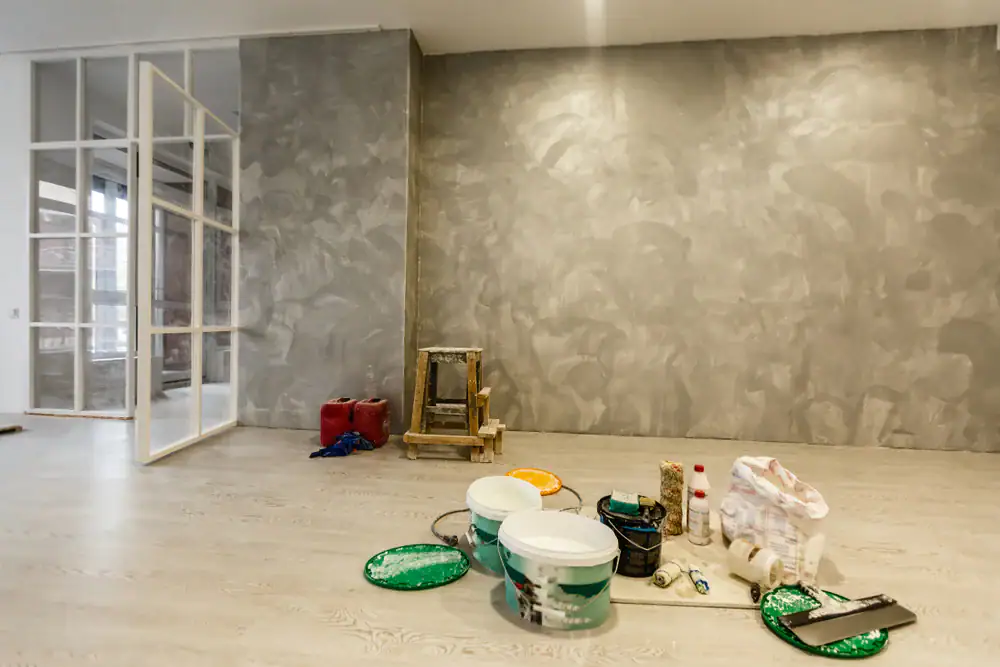 High-quality room renovation supplies in Oakland County, Michigan, including paint, brushes, rollers, and other professional tools for smooth and lasting home improvement projects